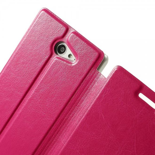 Sony Xperia M2 Aqua Crazy Horse Leder Case mit Standfunktion - rosa