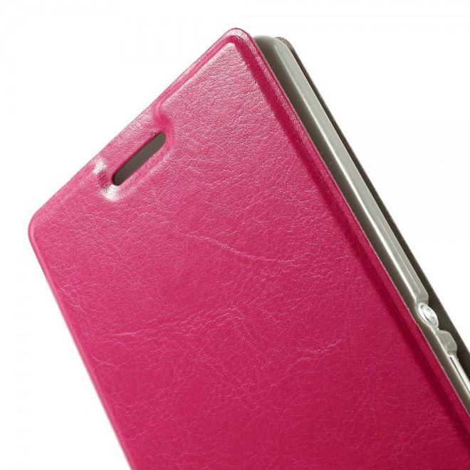 Sony Xperia M2 Aqua Crazy Horse Leder Case mit Standfunktion - rosa