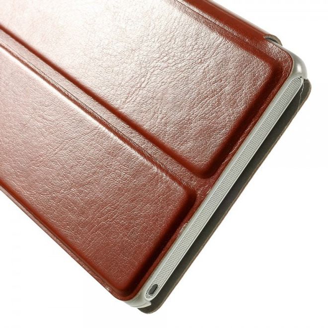 Sony Xperia M2 Aqua Crazy Horse Leder Case mit Standfunktion - braun