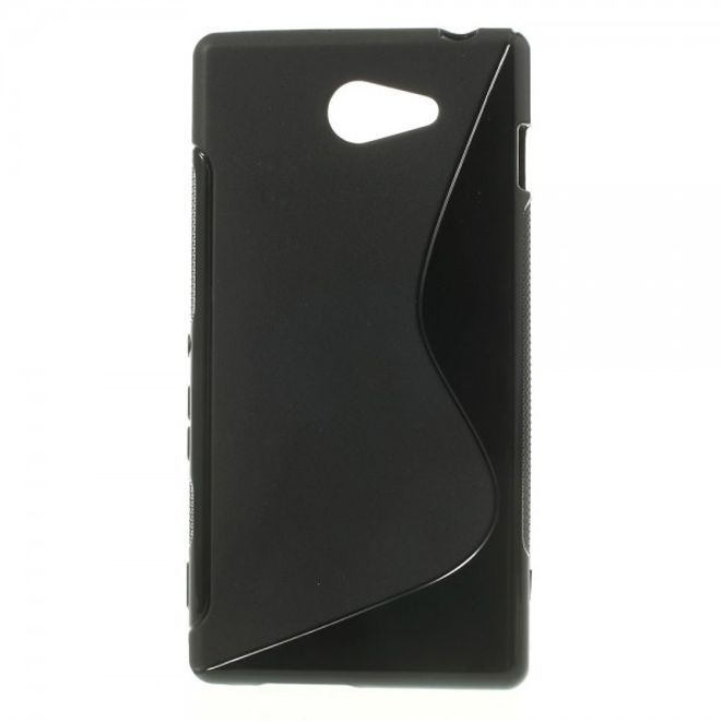 Sony Xperia M2 Aqua Elastisches Plastik Case S-Shape - schwarz
