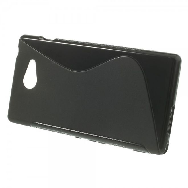 Sony Xperia M2 Aqua Elastisches Plastik Case S-Shape - schwarz