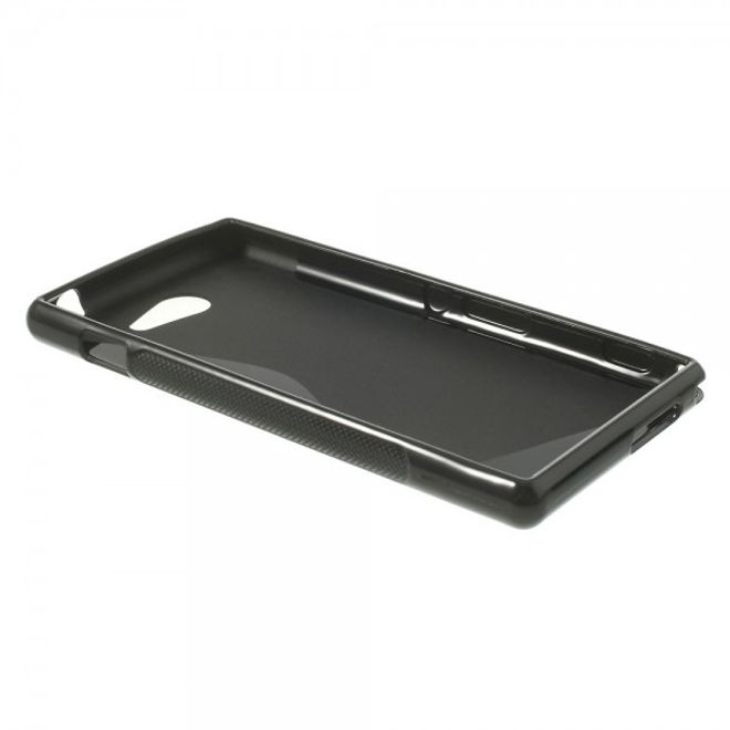 Sony Xperia M2 Aqua Elastisches Plastik Case S-Shape - schwarz