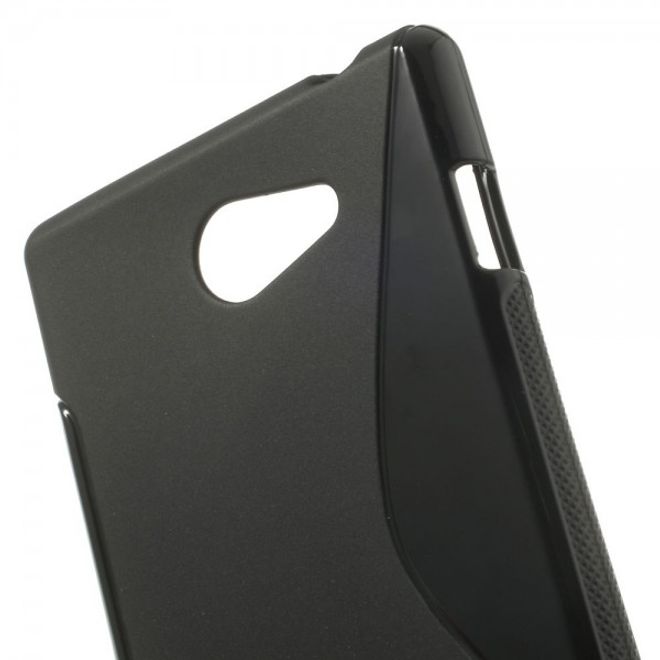 Sony Xperia M2 Aqua Elastisches Plastik Case S-Shape - schwarz