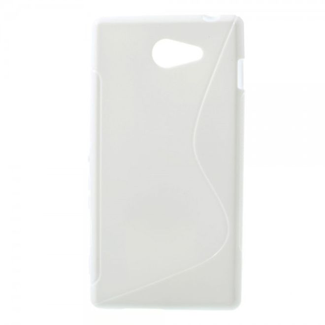 Sony Xperia M2 Aqua Elastisches Plastik Case S-Shape - weiss