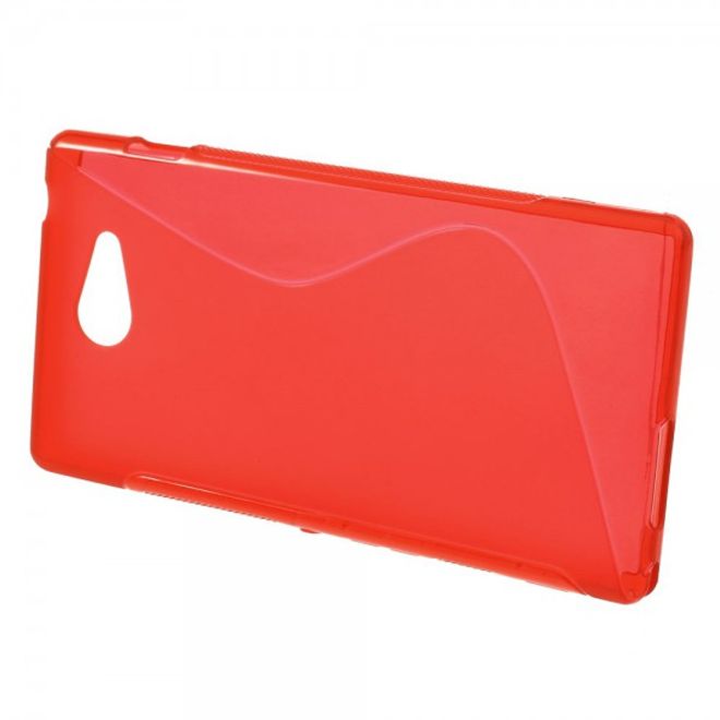 Sony Xperia M2 Aqua Elastisches Plastik Case S-Shape - rot