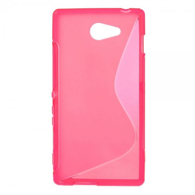 Sony Xperia M2 Aqua Elastisches Plastik Case S-Shape - rosa