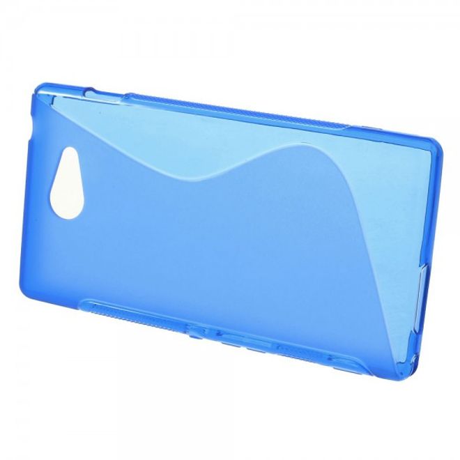 Sony Xperia M2 Aqua Elastisches Plastik Case S-Shape - blau
