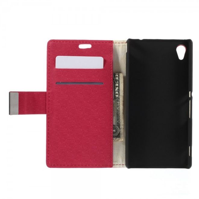 Sony Xperia M4 Aqua Leder Case mit Labyrinth Muster - rosa