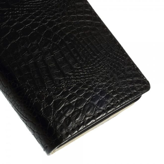 Sony Xperia M4 Aqua Leder Case mit Krokodilmuster - schwarz