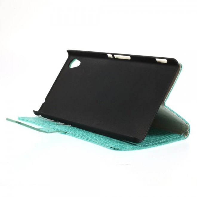 Sony Xperia M4 Aqua Leder Case mit Krokodilmuster - cyan