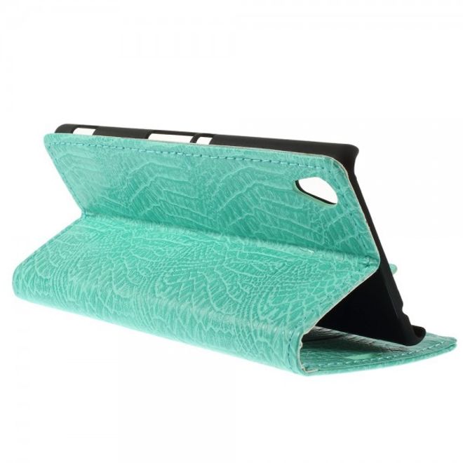 Sony Xperia M4 Aqua Leder Case mit Krokodilmuster - cyan