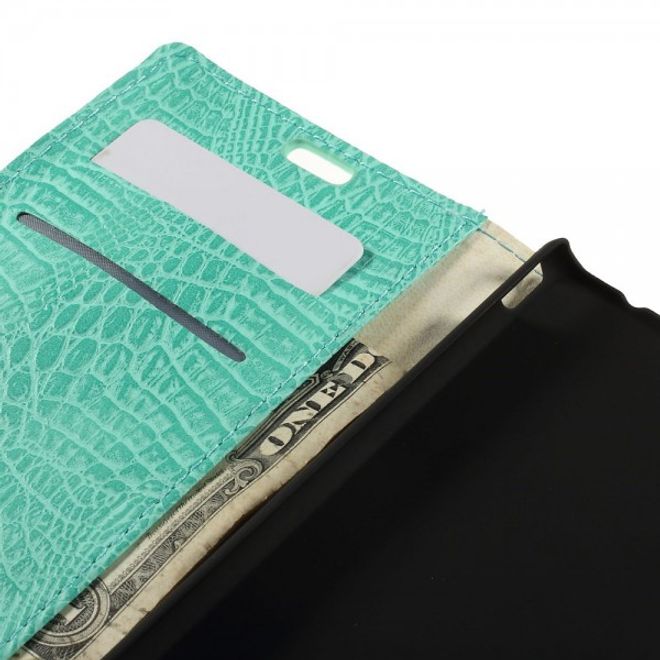 Sony Xperia M4 Aqua Leder Case mit Krokodilmuster - cyan