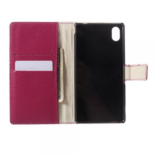 Sony Xperia M4 Aqua Leder Case mit Litchitextur - rosa