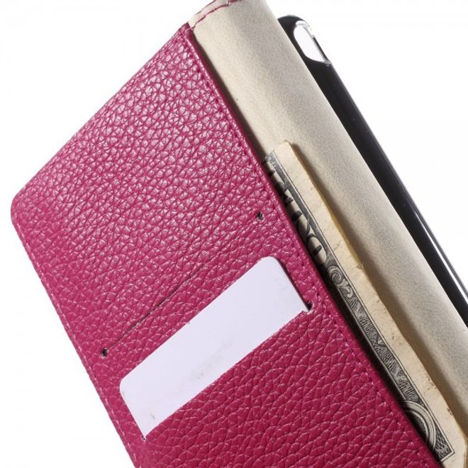 Sony Xperia M4 Aqua Leder Case mit Litchitextur - rosa