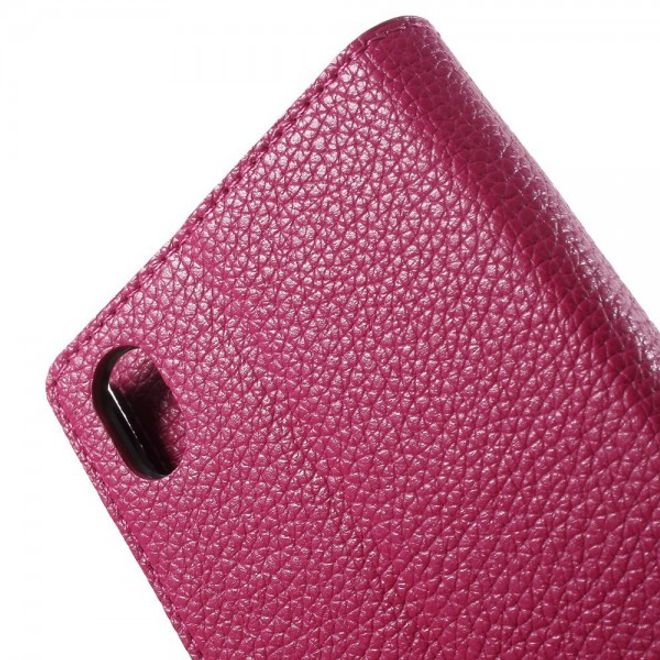 Sony Xperia M4 Aqua Leder Case mit Litchitextur - rosa