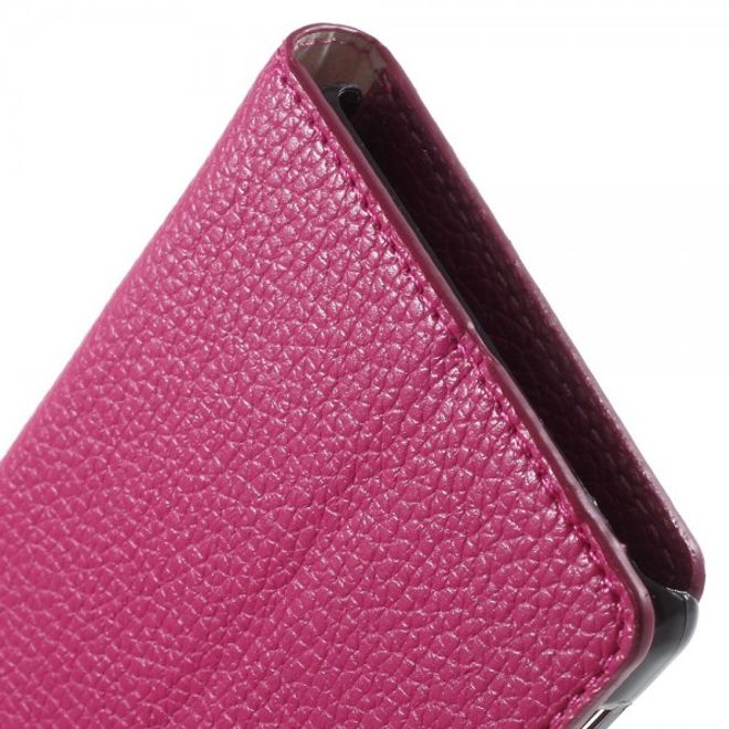 Sony Xperia M4 Aqua Leder Case mit Litchitextur - rosa