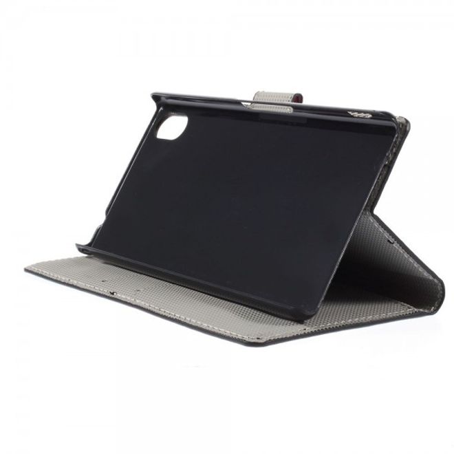 Sony Xperia M4 Aqua Leder Case mit Schmetterlingen und Blumen - schwarz