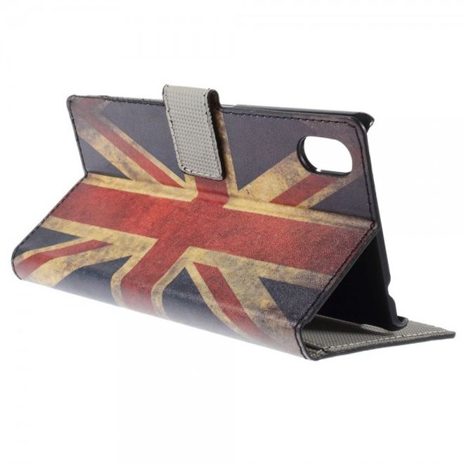 Sony Xperia M4 Aqua Leder Case mit UK Flagge retro-style