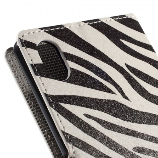 Sony Xperia M4 Aqua Leder Case mit Zebrastreifen