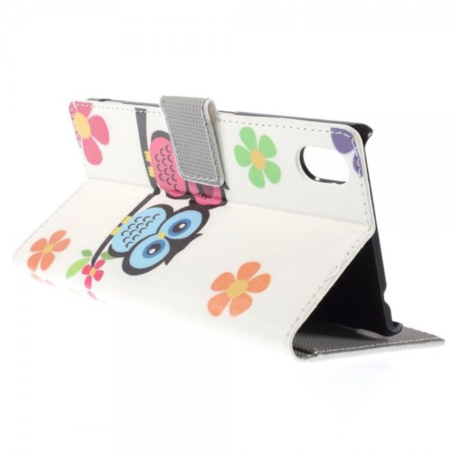Sony Xperia M4 Aqua Leder Case mit verliebtem Eulenpärchen