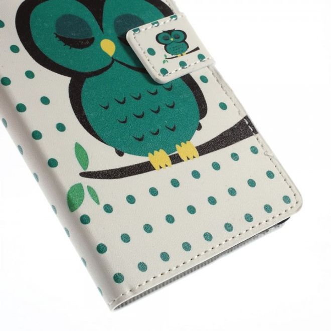 Sony Xperia M4 Aqua Leder Case mit schlafender Eule