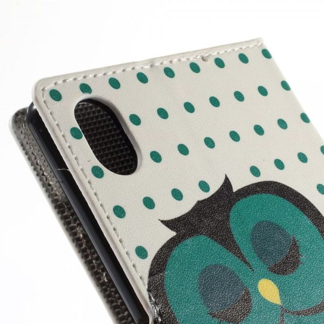 Sony Xperia M4 Aqua Leder Case mit schlafender Eule