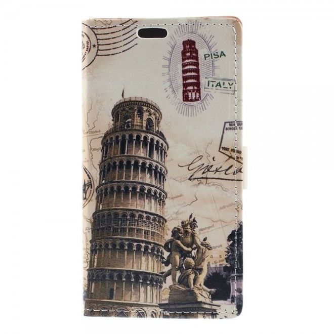 Sony Xperia M4 Aqua Leder Case mit Schiefem Turm von Pisa