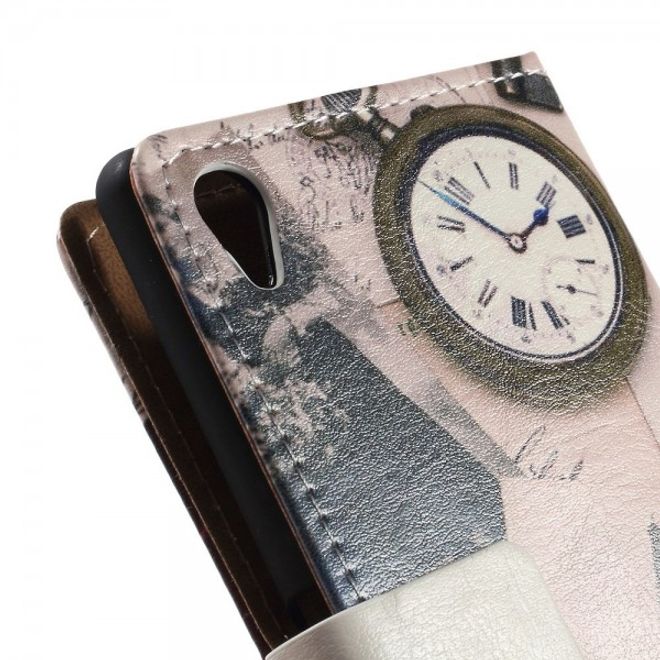 Sony Xperia M4 Aqua Leder Case mit Eiffelturm und Uhr