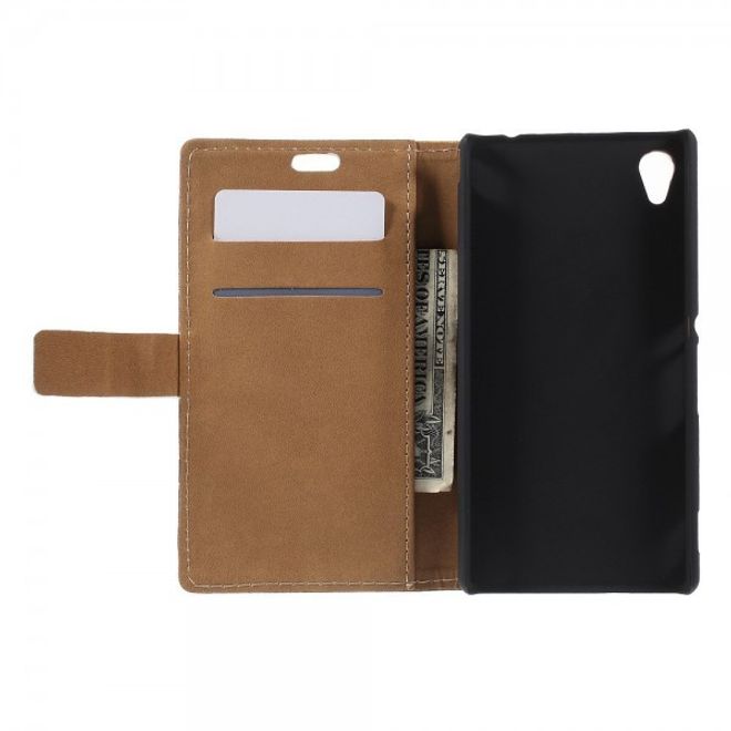 Sony Xperia M4 Aqua Leder Case mit Eiffelturm und Ahorn Blatt