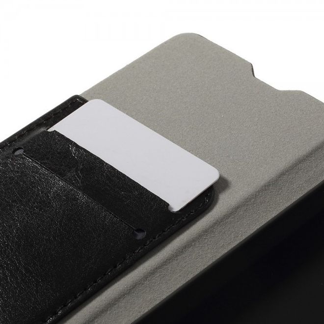 Sony Xperia M4 Aqua Crazy Horse Leder Case mit Standfunktion und Kreditkartenslots - schwarz