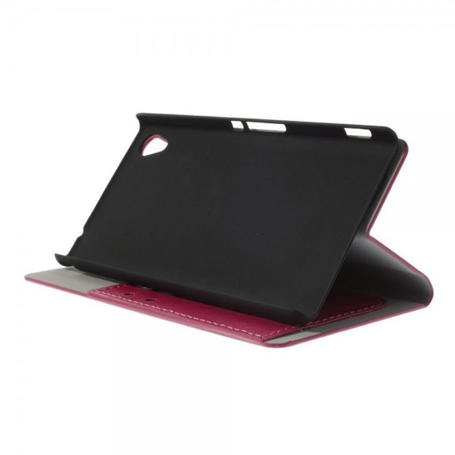 Sony Xperia M4 Aqua Crazy Horse Leder Case mit Standfunktion und Kreditkartenslots - rosa