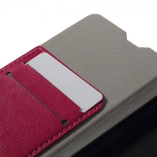Sony Xperia M4 Aqua Crazy Horse Leder Case mit Standfunktion und Kreditkartenslots - rosa