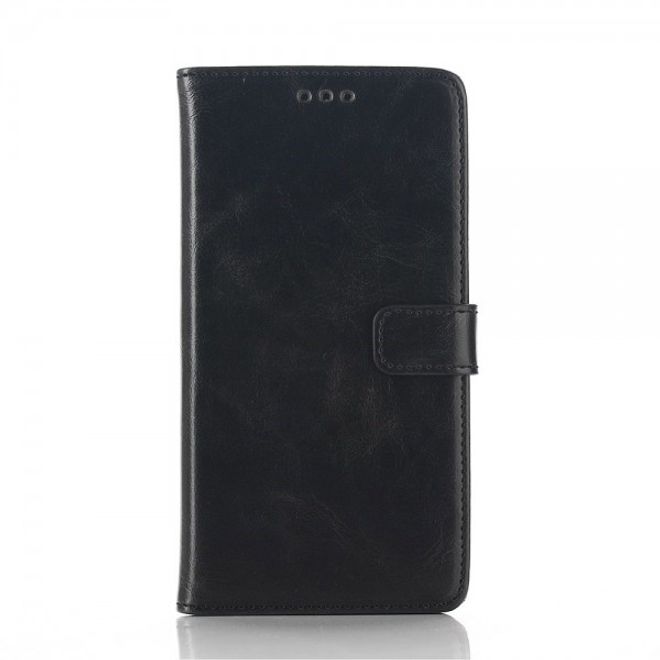 Sony Xperia M4 Aqua Stylisches Crazy Horse Leder Case mit Standfunktion - schwarz