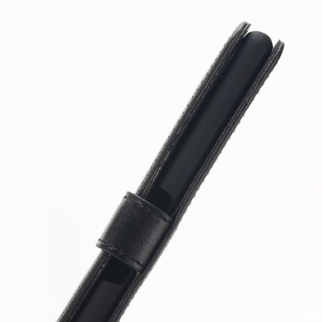 Sony Xperia M4 Aqua Stylisches Crazy Horse Leder Case mit Standfunktion - schwarz