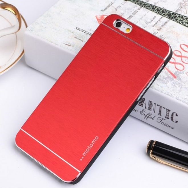 iPhone 6/6S Motomo Hart Plastik Case im Aluminium Look - rot