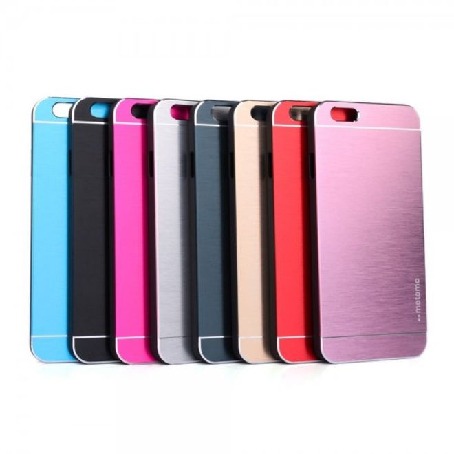 iPhone 6/6S Motomo Hart Plastik Case im Aluminium Look - rot