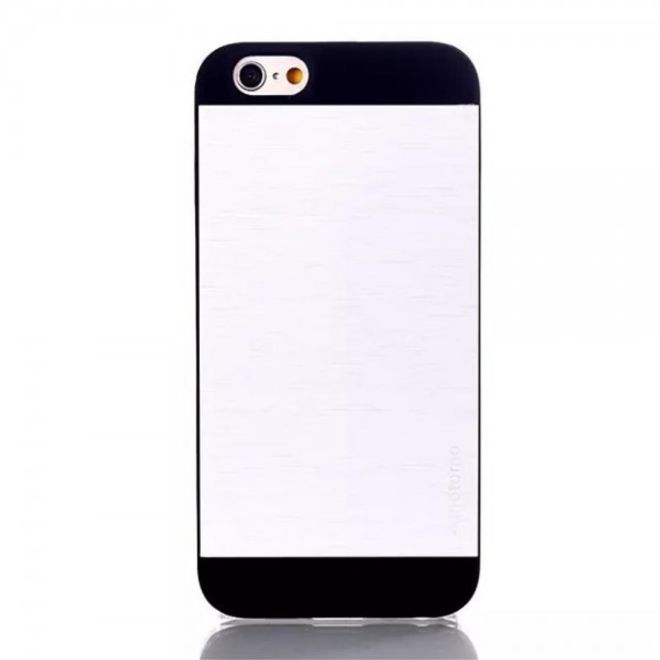 iPhone 6 Plus/6S Plus Motomo Hart Plastik Case im Aluminium Look - weiss