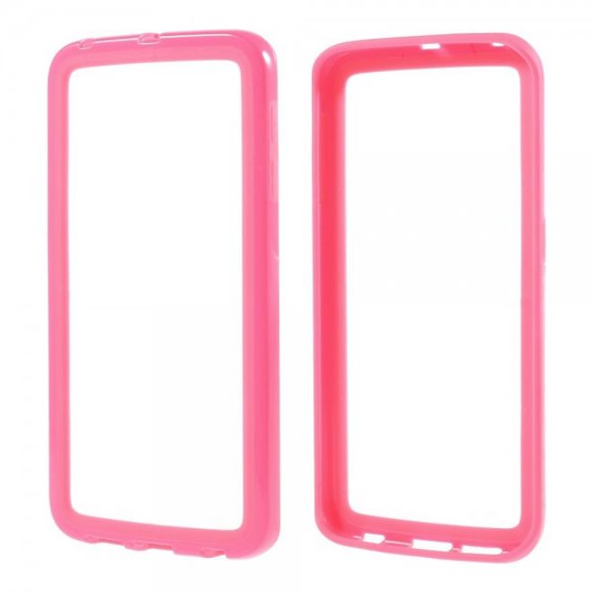 Galaxy S6 Edge Elastischer, schlichter Plastik Bumper - pink