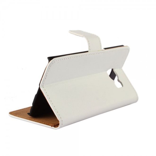 Galaxy S6 Edge Schlichtes, magnetisches Leder Case mit Standfunktion - weiss