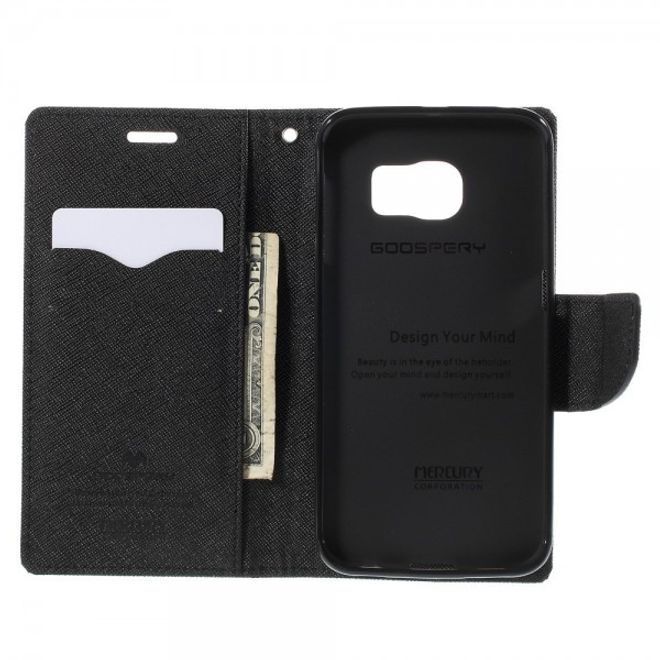 Goospery - Galaxy S6 Edge Hülle - Handy Bookcover - Fancy Diary Series - schwarz