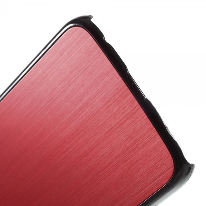 Galaxy S6 Edge Plastik Case mit gebürstetem Aluminium Look - rot