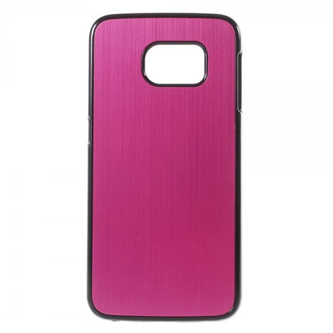 Galaxy S6 Edge Plastik Case mit gebürstetem Aluminium Look - rosa