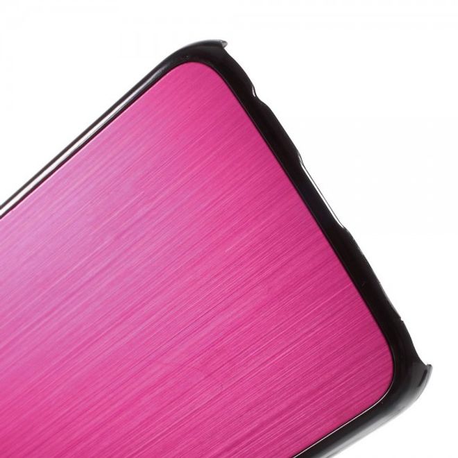Galaxy S6 Edge Plastik Case mit gebürstetem Aluminium Look - rosa