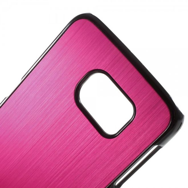 Galaxy S6 Edge Plastik Case mit gebürstetem Aluminium Look - rosa