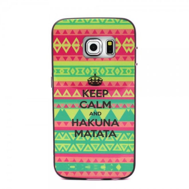 Galaxy S6 Edge Zweiteiliges, teils elastisches Plastik Case mit Hakuna Matata Muster
