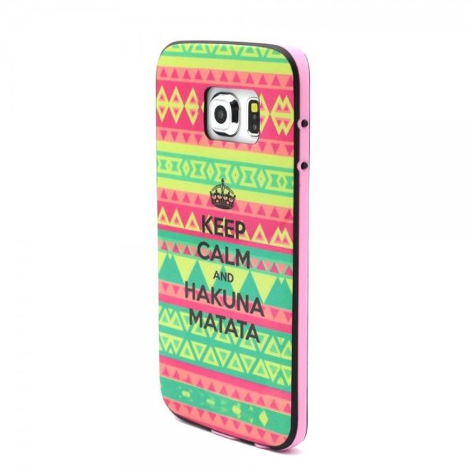 Galaxy S6 Edge Zweiteiliges, teils elastisches Plastik Case mit Hakuna Matata Muster