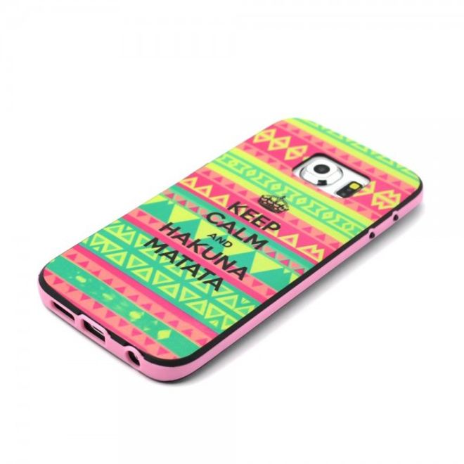 Galaxy S6 Edge Zweiteiliges, teils elastisches Plastik Case mit Hakuna Matata Muster