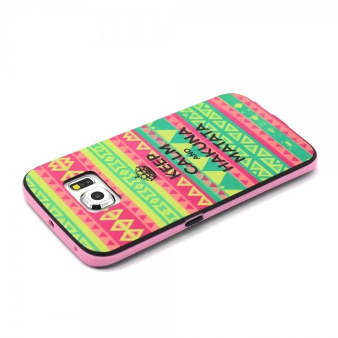 Galaxy S6 Edge Zweiteiliges, teils elastisches Plastik Case mit Hakuna Matata Muster