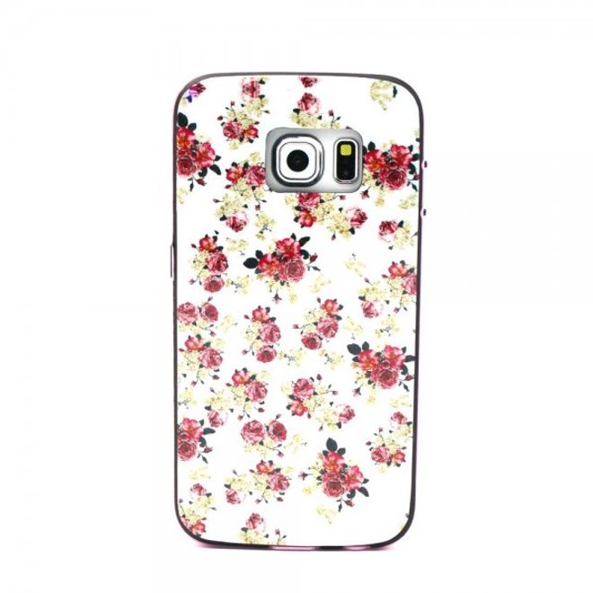 Galaxy S6 Edge Zweiteiliges, teils elastisches Plastik Case mit blühenden Rosen