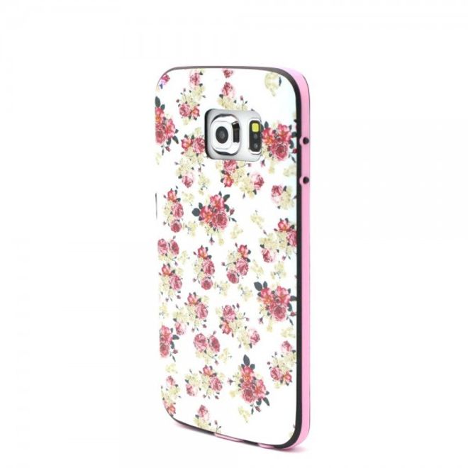 Galaxy S6 Edge Zweiteiliges, teils elastisches Plastik Case mit blühenden Rosen